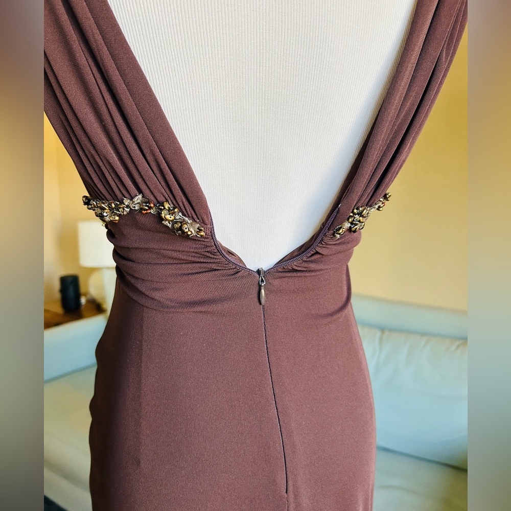 Vintage David Meister Chocolate Brown Cocktail Dress Size 2 - Picture 9 of 14